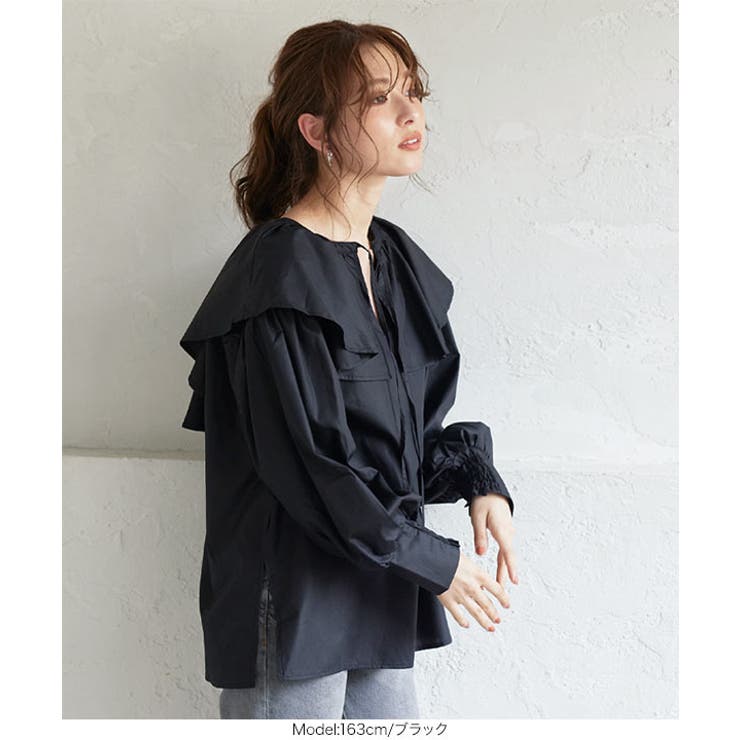 前後2way胸元リボンビッグカラーブラウス [C5615] レディース[品番：KO000012486]｜KOBE LETTUCE（コウベレタス ...