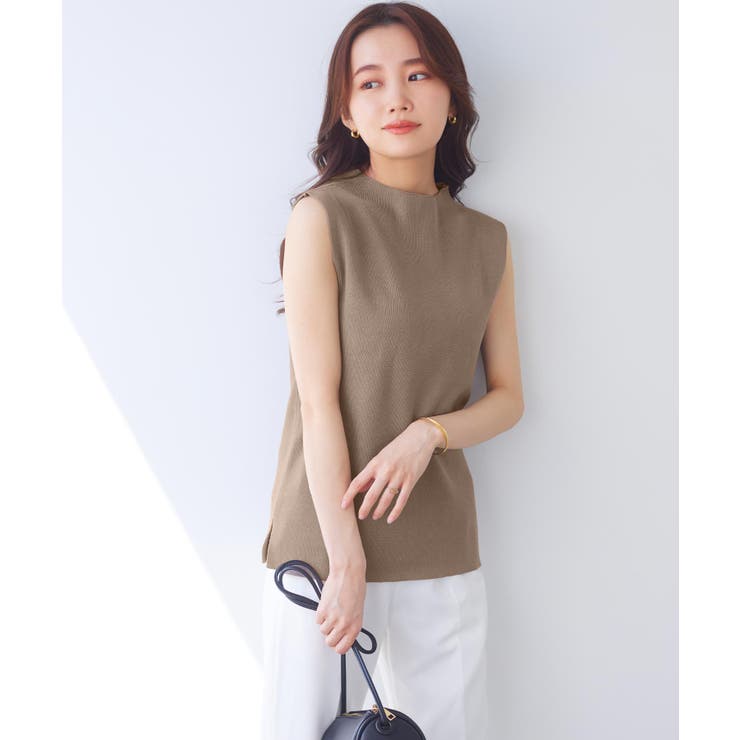 水越みさとさんコラボ ]モックネックスリーブレスニット［C6056］[品番