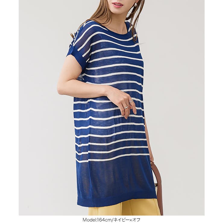 涼感シアーボーダーニットチュニック [C6111] トップス | KOBE LETTUCE | 詳細画像8 