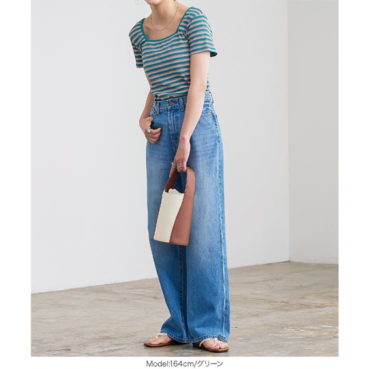 スクエア Uネック2wayマルチボーダーTシャツ [C6241] | KOBE LETTUCE | 詳細画像8 