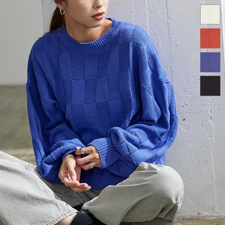 ボリュームスリーブスクエア柄ニット［C6267］[品番：KO000013159]｜KOBE LETTUCE（コウベレタス）のレディース ファッション通販｜SHOPLIST（ショップリスト）