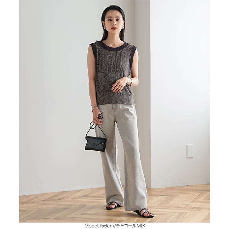 バックVネックメランジニットベスト［C6370］ | KOBE LETTUCE | 詳細画像4 