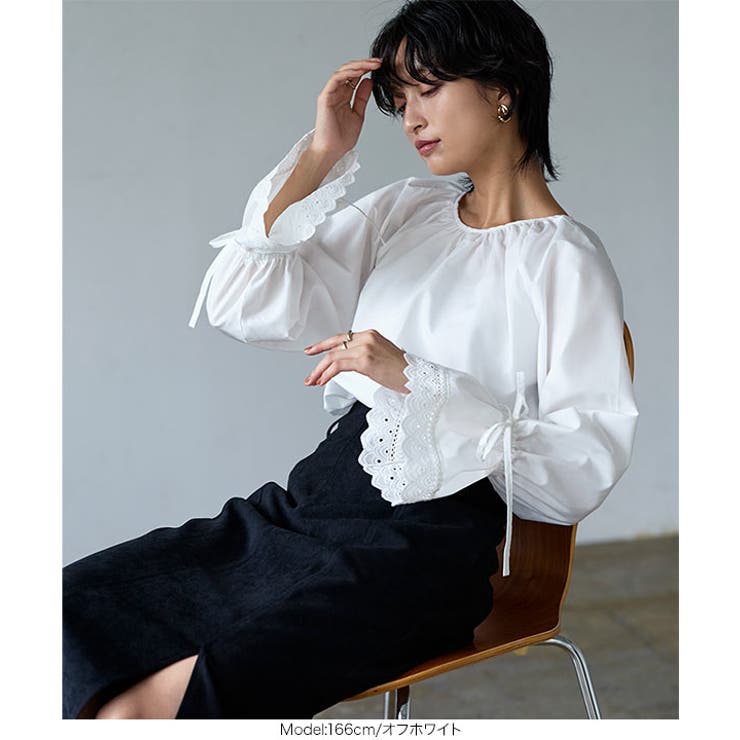 袖口レースブラウス［C6431］[品番：KO000013182]｜KOBE LETTUCE