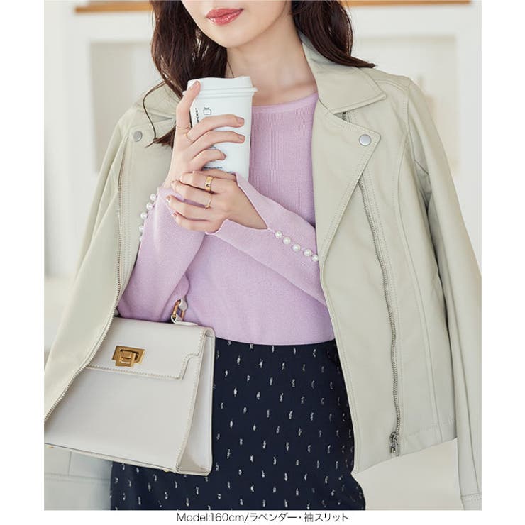 選べる2タイプ パール付きリブニット［C6562］ | KOBE LETTUCE | 詳細画像8 