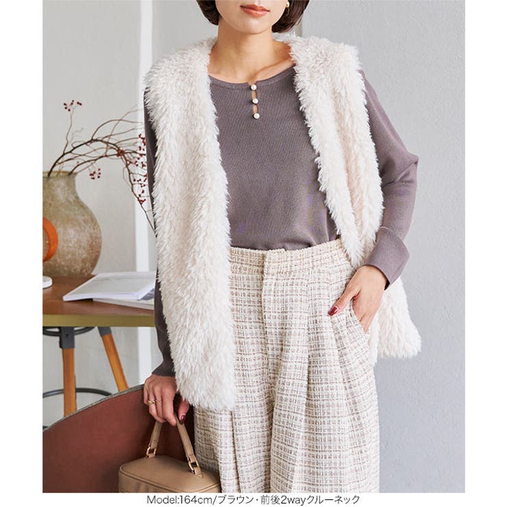 選べる2タイプ パール付きリブニット［C6562］ | KOBE LETTUCE | 詳細画像13 