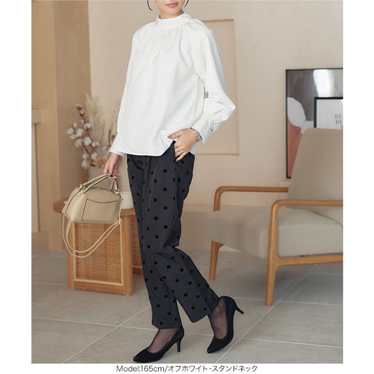 [ 裏起毛 ] 選べる5タイプ あったか裏地付きデザインブラウス［C6564］ | KOBE LETTUCE | 詳細画像14 