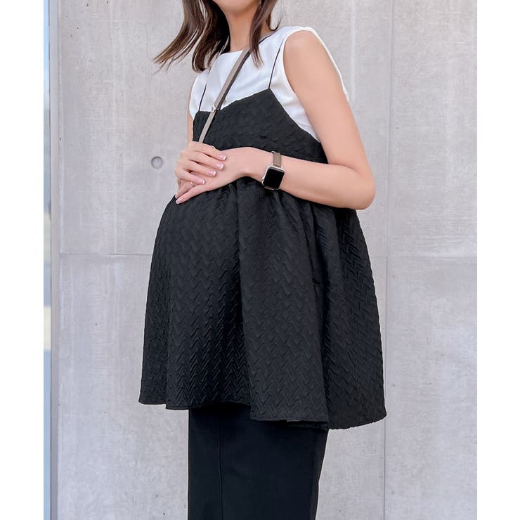 ブラック | [ mamaレタス ] チューブストラップキャミブラウス［C6699］ | KOBE LETTUCE