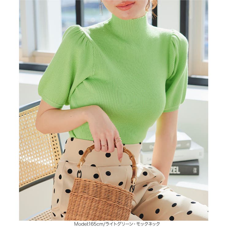 モックネックorスクエアネックぽわんスリーブニットトップス［C6609］ | KOBE LETTUCE | 詳細画像12 