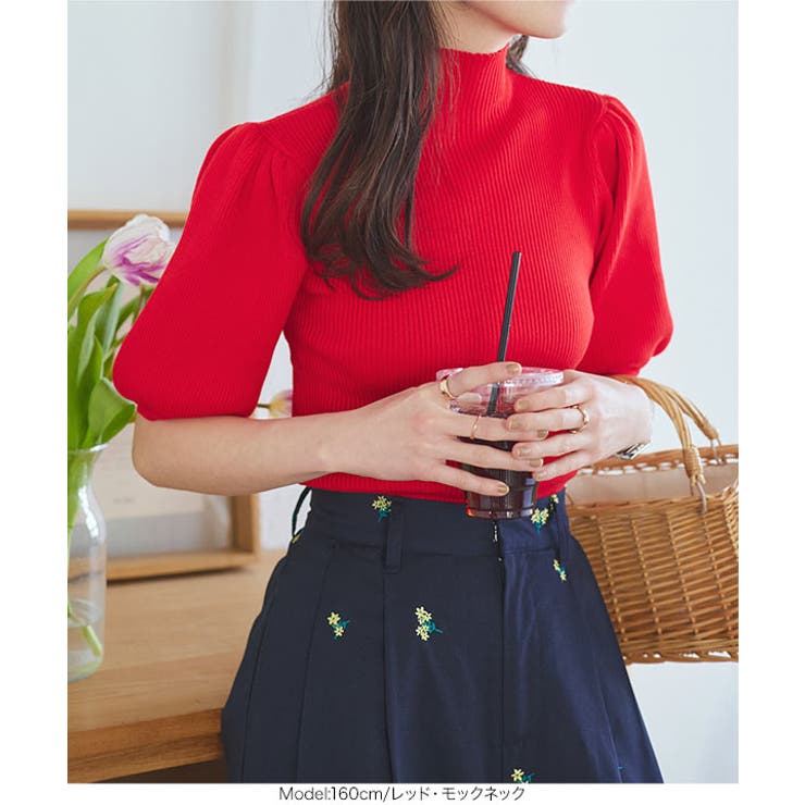 モックネックorスクエアネックぽわんスリーブニットトップス［C6609］ | KOBE LETTUCE | 詳細画像15 