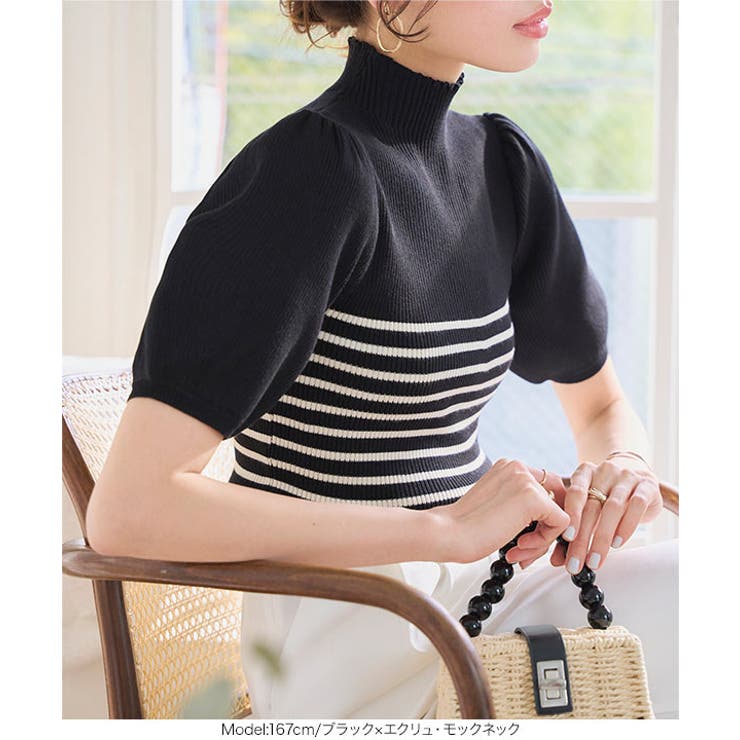 モックネックorスクエアネックぽわんスリーブニットトップス［C6609］ | KOBE LETTUCE | 詳細画像3 