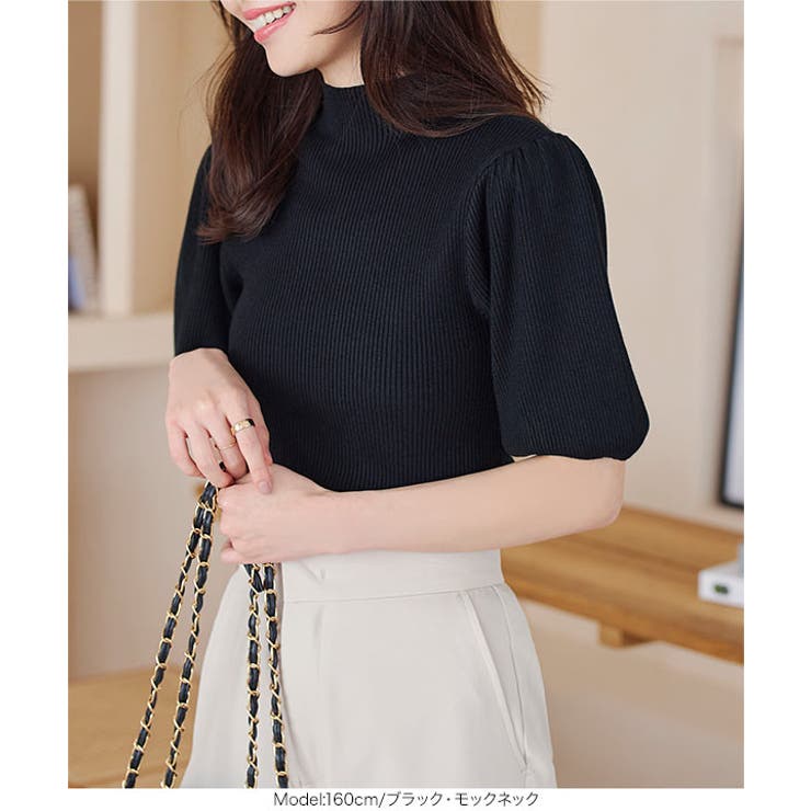 モックネックorスクエアネックぽわんスリーブニットトップス［C6609］ | KOBE LETTUCE | 詳細画像30 