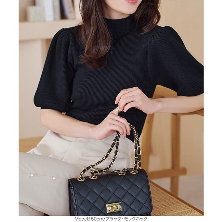 モックネックorスクエアネックぽわんスリーブニットトップス［C6609］ | KOBE LETTUCE | 詳細画像31 