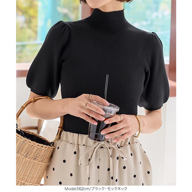 モックネックorスクエアネックぽわんスリーブニットトップス［C6609］ | KOBE LETTUCE | 詳細画像28 