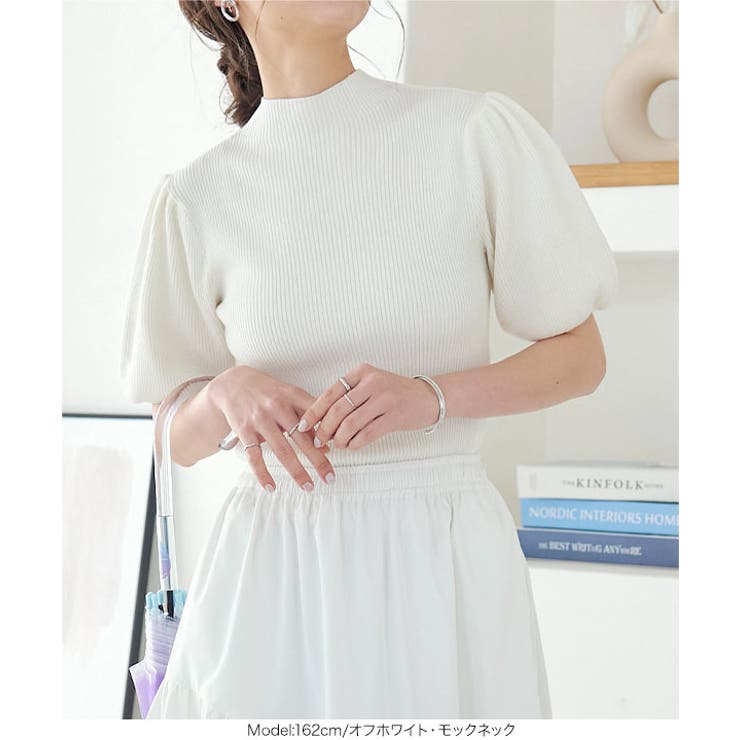 モックネックorスクエアネックぽわんスリーブニットトップス［C6609］ | KOBE LETTUCE | 詳細画像7 