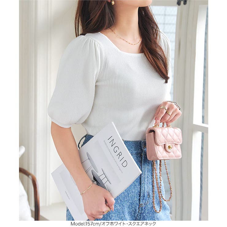 モックネックorスクエアネックぽわんスリーブニットトップス［C6609］ | KOBE LETTUCE | 詳細画像9 