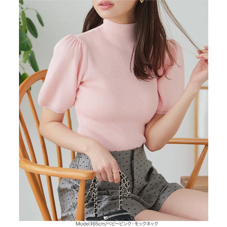 モックネックorスクエアネックぽわんスリーブニットトップス［C6609］ | KOBE LETTUCE | 詳細画像10 