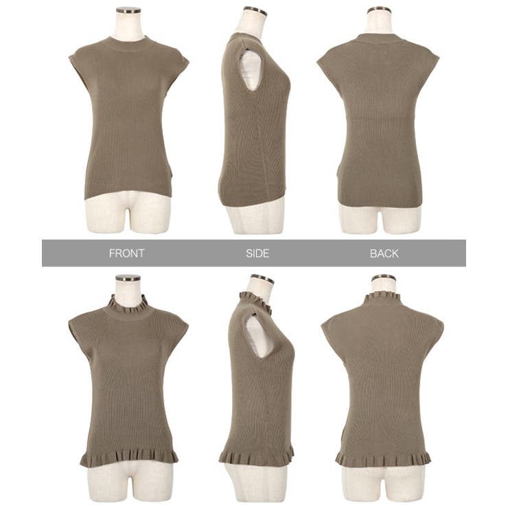 ネック2タイプリブニットトップス［C6611］[品番：KO000013694