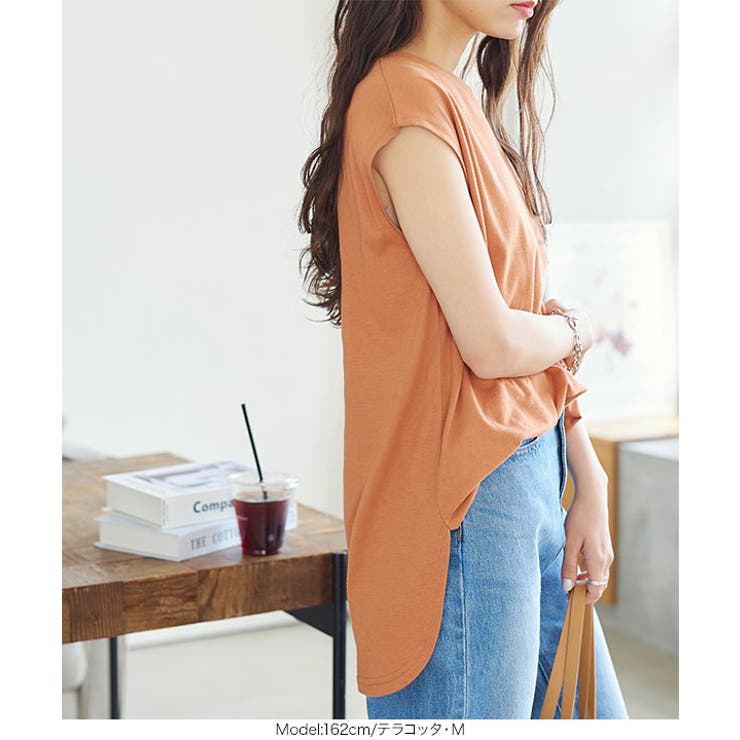 [ASELEAR]選べる2サイズ汗染み防止フレンチスリーブTシャツ［C6626］