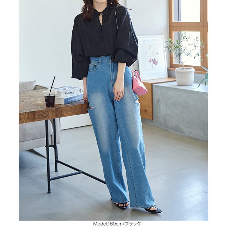 夏の快適シアーアイテム ] シアーストライプブラウス［C6728］[品番