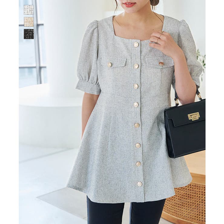 ツイードスクエアネックチュニック［C6811］[品番：KO000013863]｜KOBE