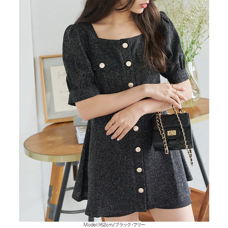 ツイードスクエアネックチュニック［C6811］[品番：KO000013863]｜KOBE