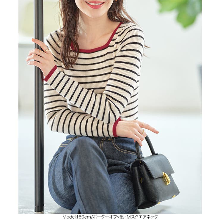 選べる2タイプ×2サイズリブニットトップス［C6821］[品番：KO000013947