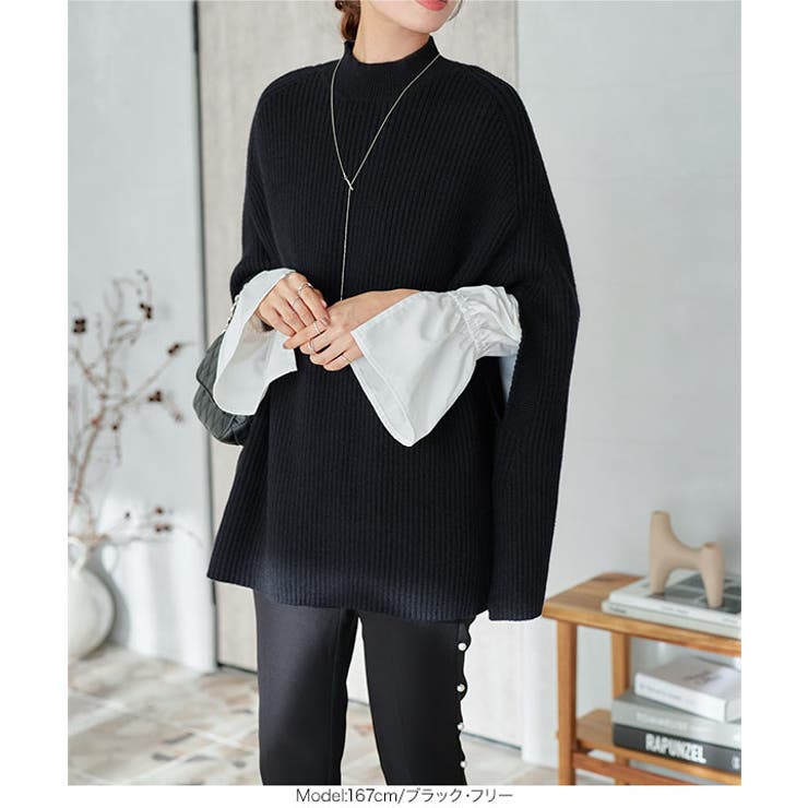 ポンチョ リブニットトップス［C6943］ | KOBE LETTUCE | 詳細画像8 