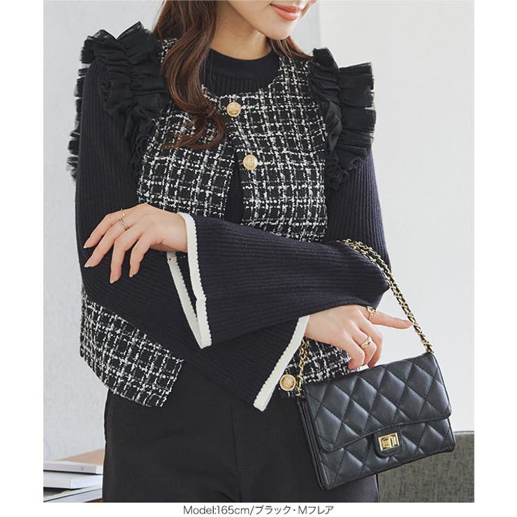 もっちりニットで着心地抜群袖バイカラーリブニットトップス リブニット ニット | KOBE LETTUCE | 詳細画像26 