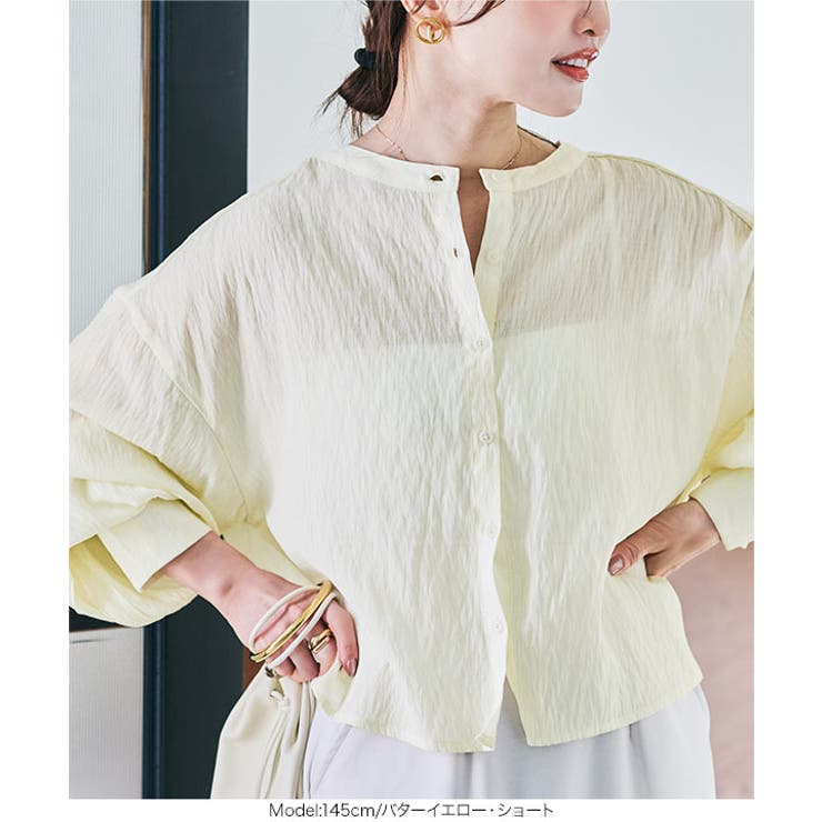 [田中亜希子さんコラボ]選べる2丈ボリュームスリーブシアーシャツ［C6967］