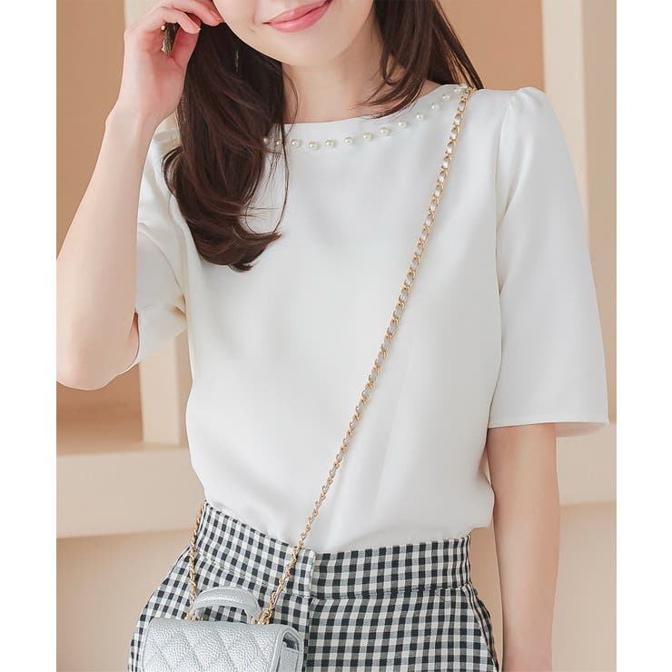 ネックパールトップス［C7101］[品番：KO000014408]｜KOBE