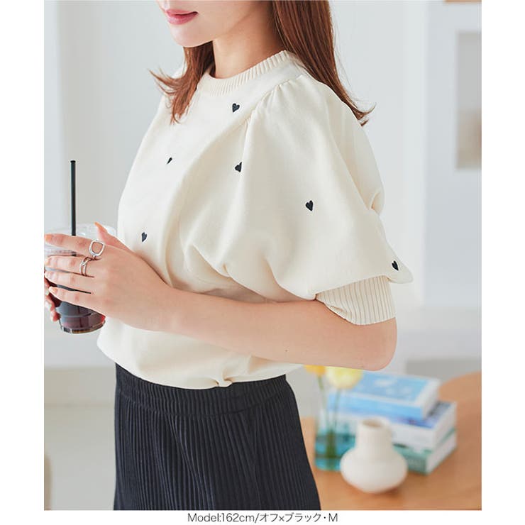 ハート柄ボリュームスリーブ柄ニット［C7138］ | KOBE LETTUCE | 詳細画像5 