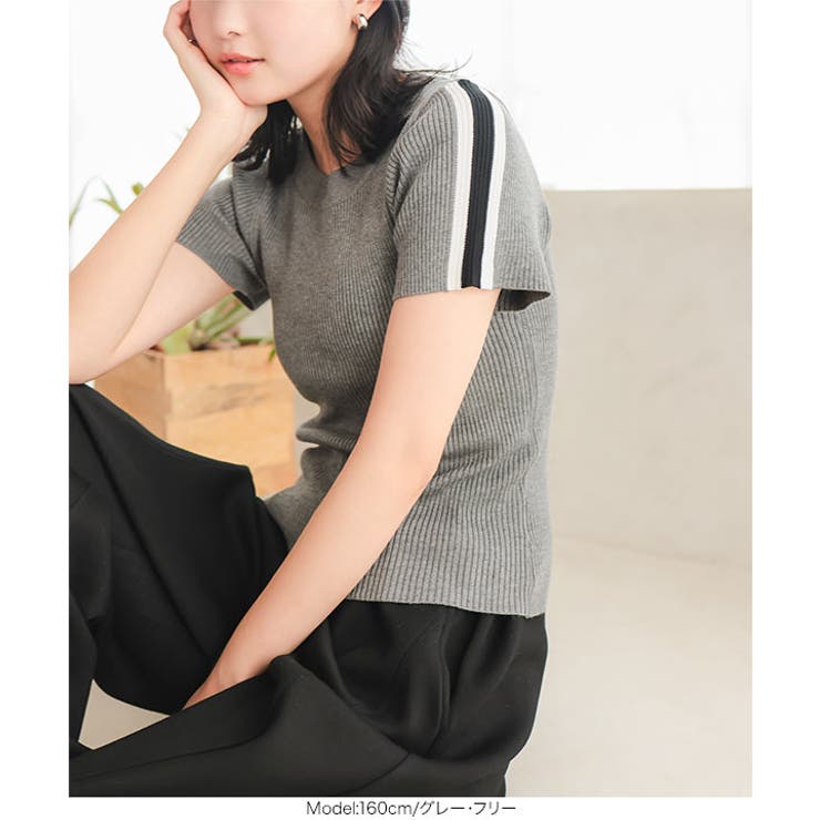 ニット セーター 「GABRIEL LEE」KNIT LINEN TOP AND BRA SET：ニット レディース La-gemme ニット セーター アシンメトリーフリルニット