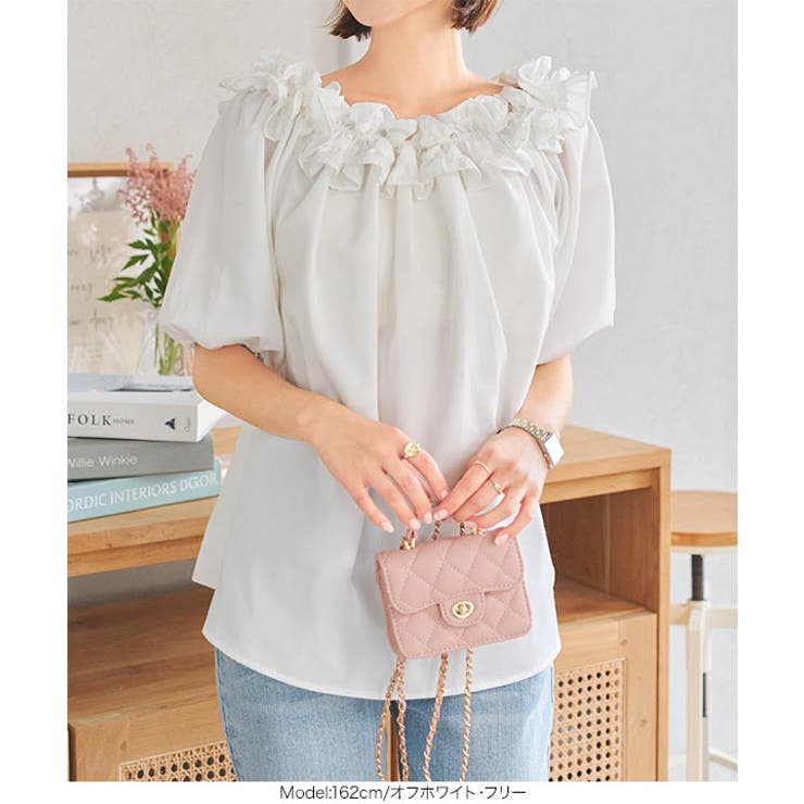 シワになりにくい 3wayオフショルフリルブラウス［C7158］[品番