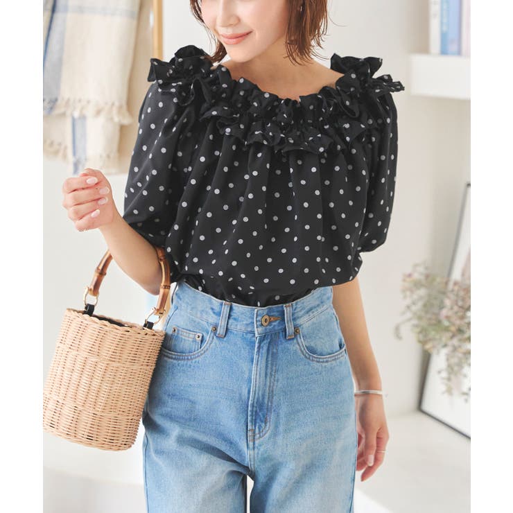 シワになりにくい 3wayオフショルフリルブラウス［C7158］[品番