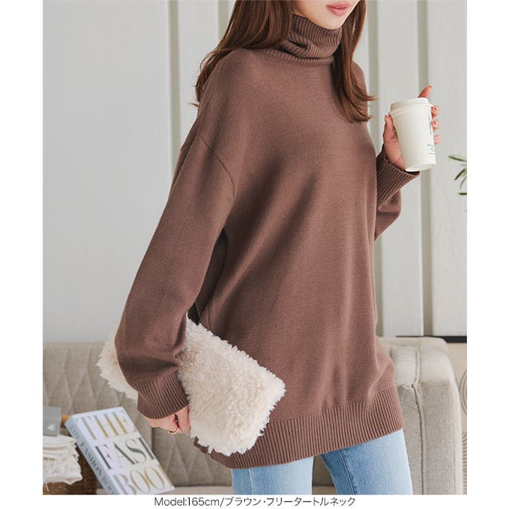 ボートネックorタートルネックもっちりニットチュニック［C7193］[品番