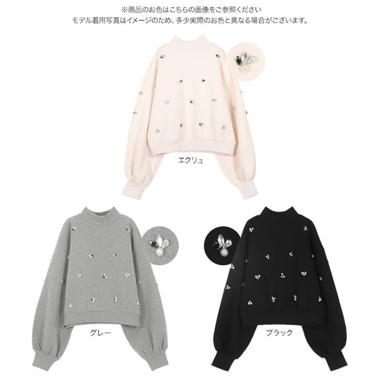 ビジューダイバーモックネックトップス［C7311］ | KOBE LETTUCE | 詳細画像9 