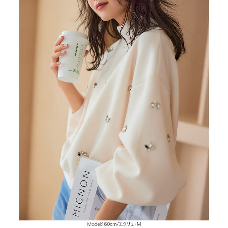 トップス kurobee ビジューダイバーモックネックトップス [C7311] - レディース