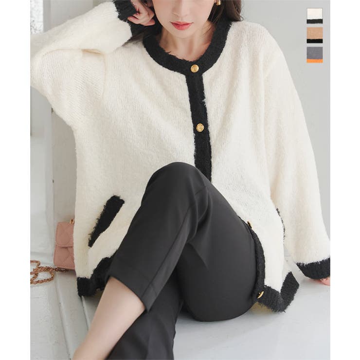 バイカラーチュニックニットカーディガン［C7319］ | KOBE LETTUCE | 詳細画像1 