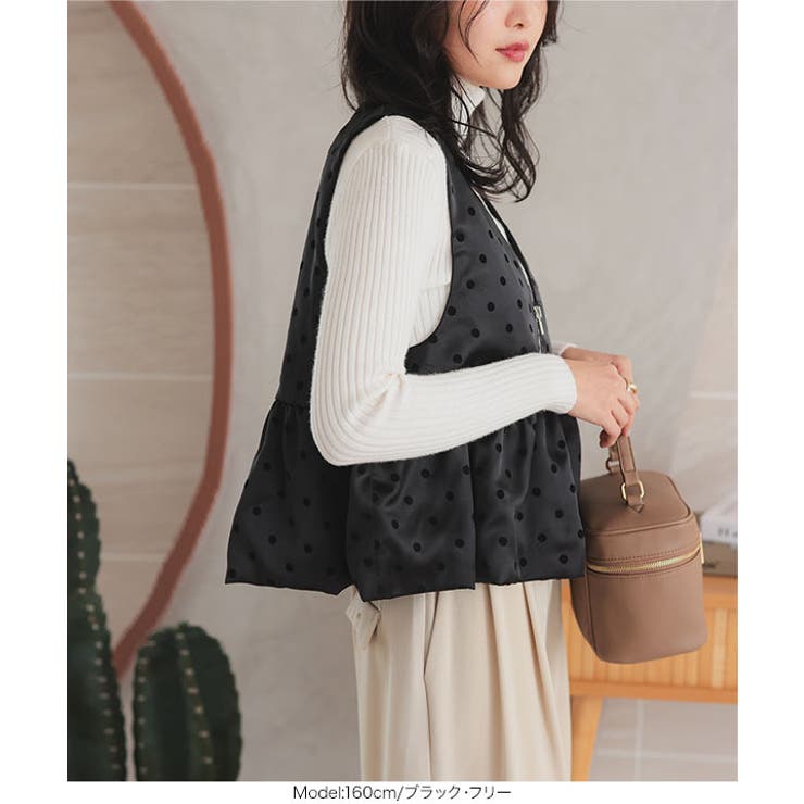 サテンフロッキードットフロントジップベスト［C7324］ | KOBE LETTUCE | 詳細画像4 