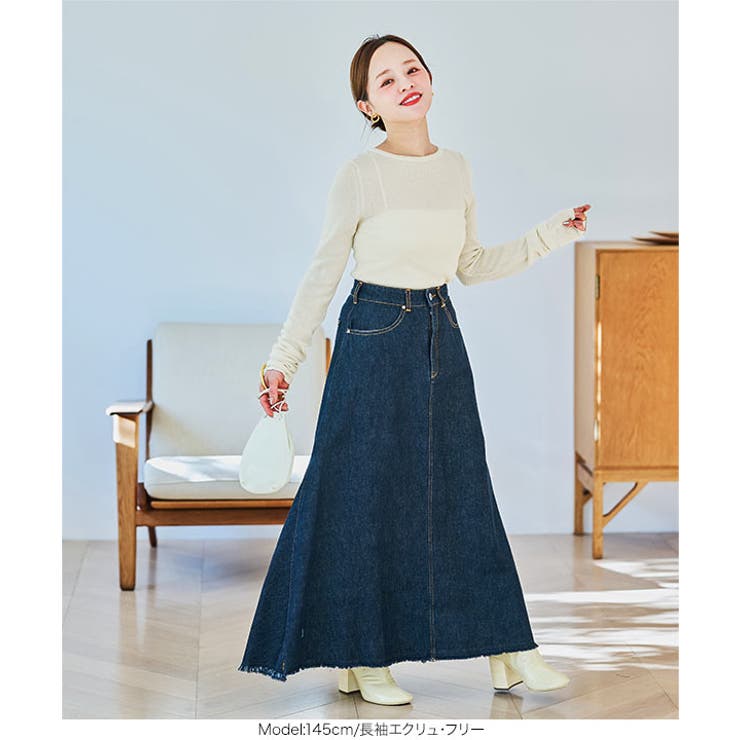 [ 田中亜希子さんコラボ ]クルーネックシアーリブニットトップス［C7339］ | KOBE LETTUCE | 詳細画像10 