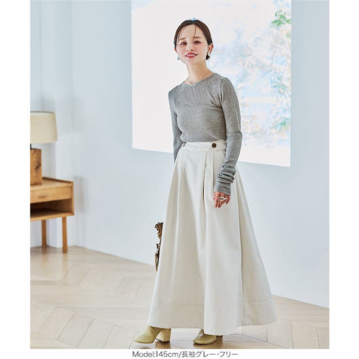 [ 田中亜希子さんコラボ ]クルーネックシアーリブニットトップス［C7339］ | KOBE LETTUCE | 詳細画像16 