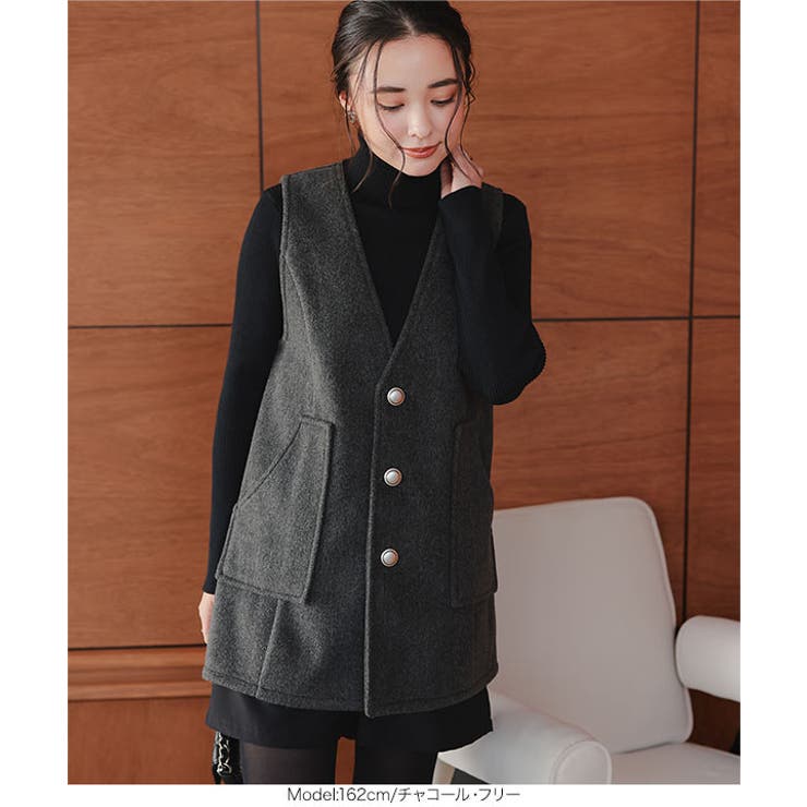 サークルボタンフェイクウールジレベスト［C7356］ | KOBE LETTUCE | 詳細画像8 