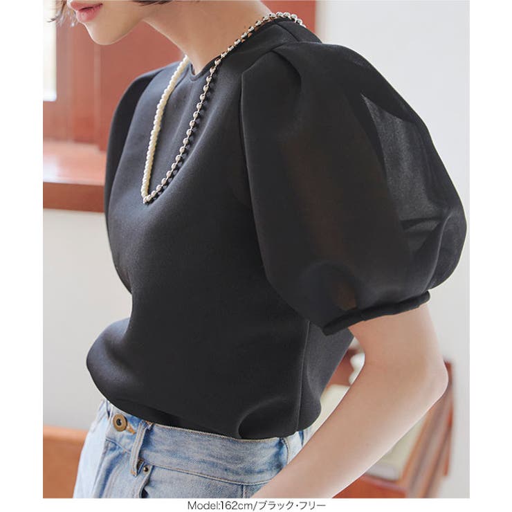 シアーダンボールパフスリーブブラウス［C7365］ | KOBE LETTUCE | 詳細画像10 