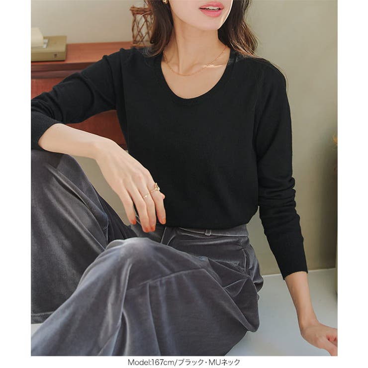 [ M L XL 選べるネック ] メルティシンプルニット［C7396］ | KOBE LETTUCE | 詳細画像23 