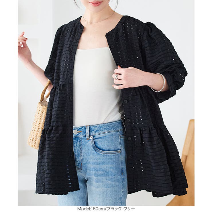 シアーチェックティアードブラウス［C7398］ | KOBE LETTUCE | 詳細画像8 