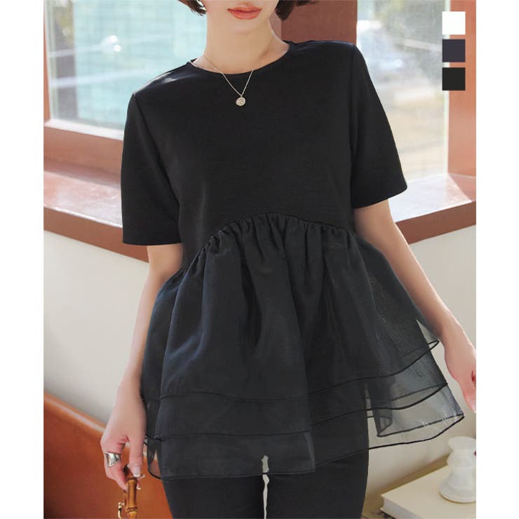 オーガンジーペプラムポンチTシャツ［C7399］ | KOBE LETTUCE | 詳細画像1 