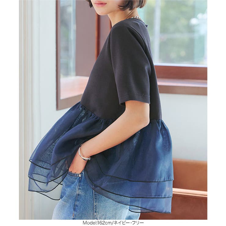 オーガンジーペプラムポンチTシャツ［C7399］ | KOBE LETTUCE | 詳細画像4 