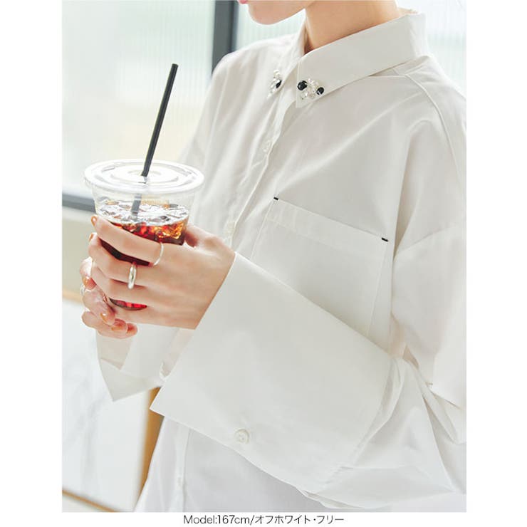 ビジューカラーロングカフスビッグシャツ［C7423］ | KOBE LETTUCE | 詳細画像6 