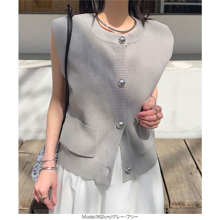 ポケット付きノースリーブニットトップス［C7447］ | KOBE LETTUCE | 詳細画像2 