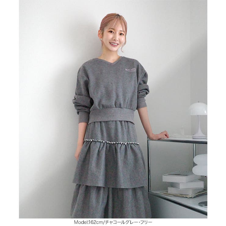 裏起毛スウェットロゴVネックプルオーバー 裏起毛 ロゴスウェット | KOBE LETTUCE | 詳細画像16 